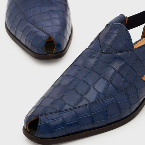 Peshauri | Galaxy Blue Croco Leather